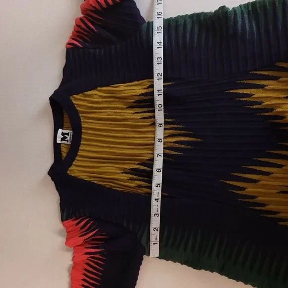VINTAGE M Missoni Knit Dress short sleeve zig zag blue mustard green pink size? - Picture 8 of 10